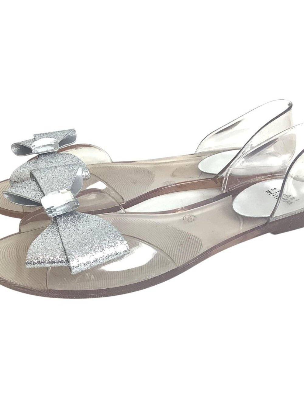 Stuart Weitzman Flats Transparent Silver Plastic Size-9